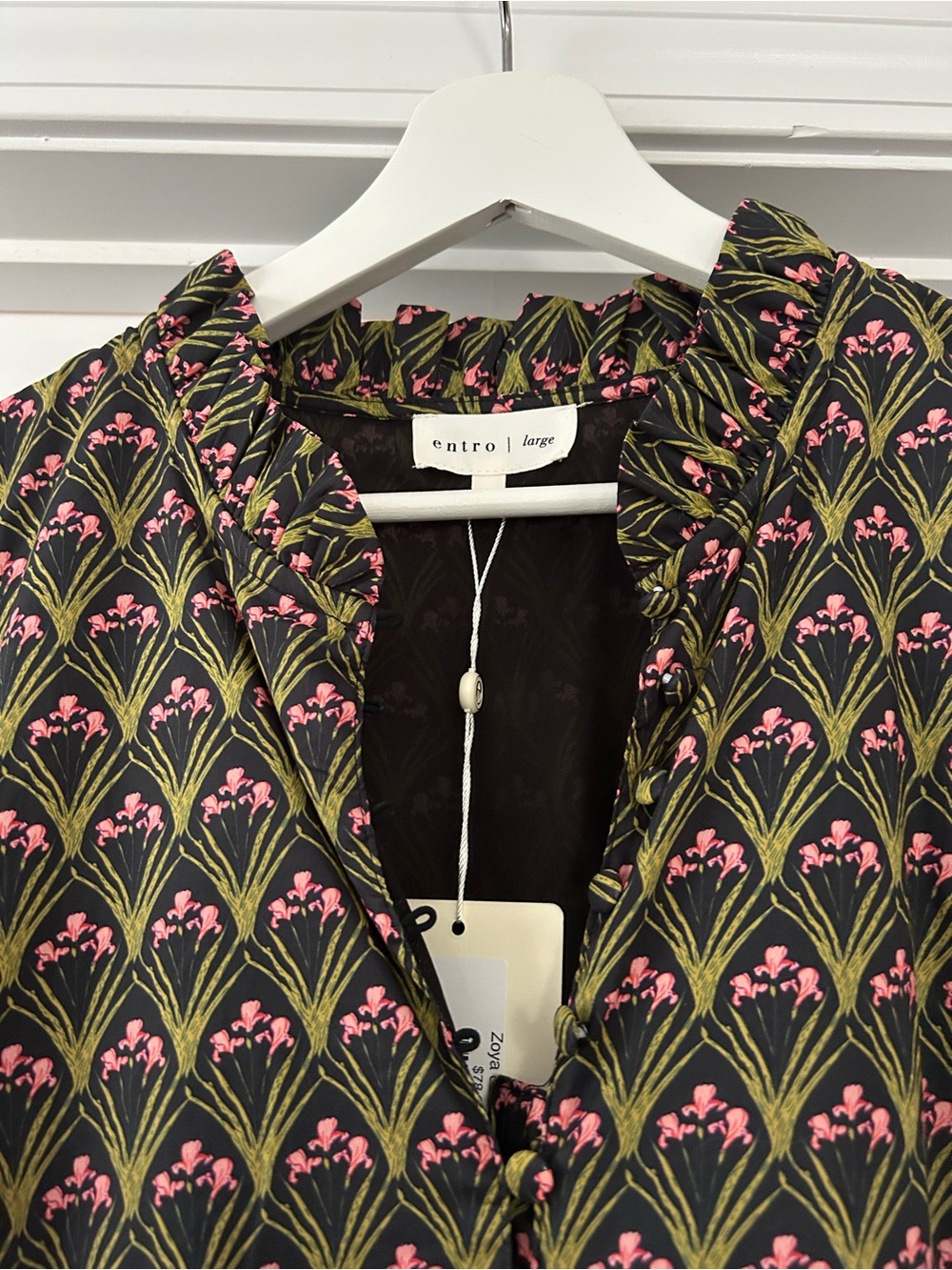 Entro Short Sleeve Midi Dress in Black with Pink Accents - Picture 5 of 5